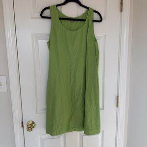 J. Jill 100% Linen Lime Green Sun Dress Size Large Petite Flaws